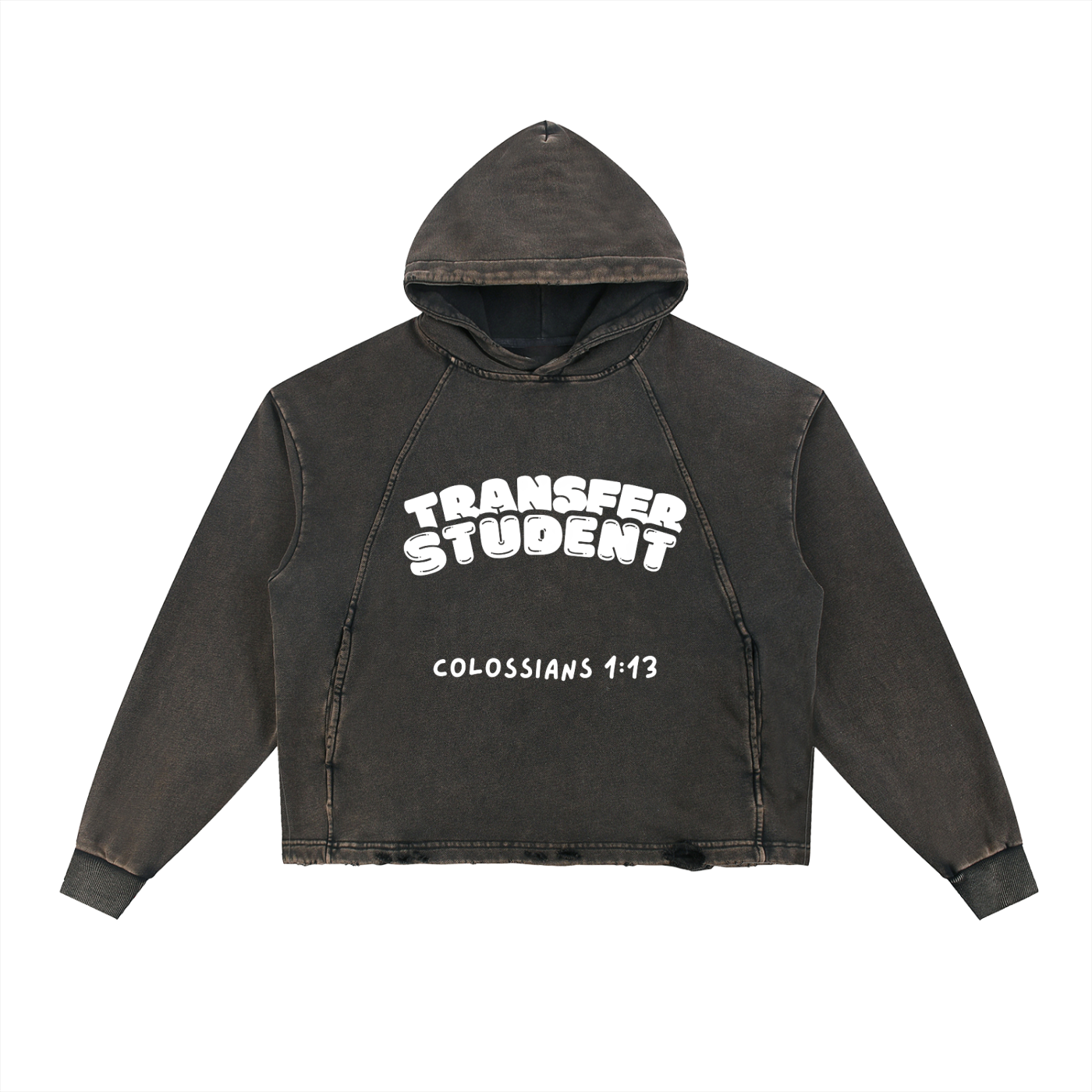 Vintage Washed Frayed-Hem Hoodie