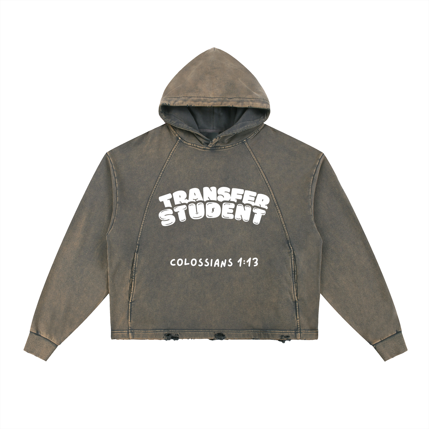 Vintage Washed Frayed-Hem Hoodie